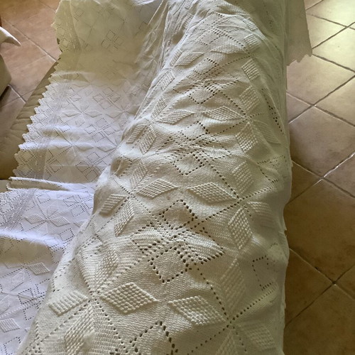 Handmade crocheted blanket, cotton yarn, 200x223 cm