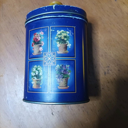 Tin coffee box used, origin Spain