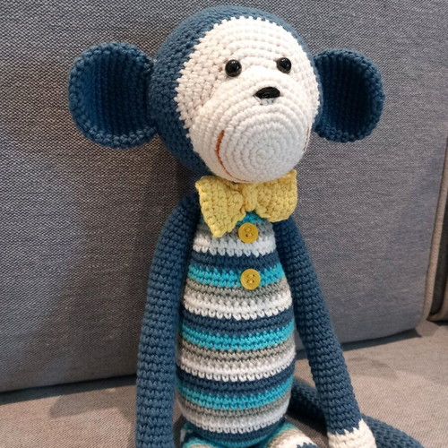 Handmade crocheted monkey new, 36 cm, cotton yarn