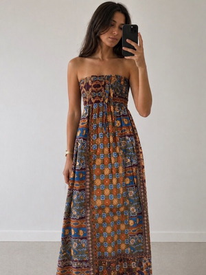 Caramella long dress like new, brown shades, size M