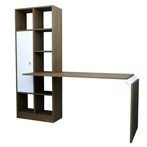 Desk-library used with shelving unit