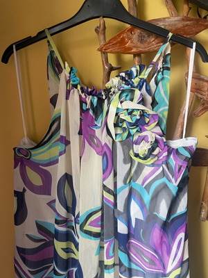 Cocktail dress like new, spring, colorful with floral pattern