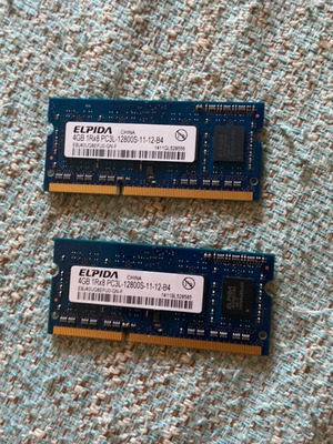 Μνήμη Elpida 4Gb PC3L 12800S RAM σαν καινούργιο, πακέτο 2