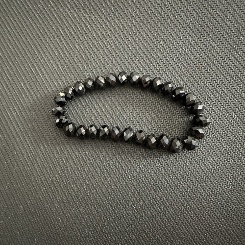 Black Elastic Bracelet with Faceted Crystal Beads like new