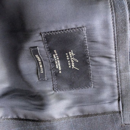 Mango Man Super Slim Fit suit like new, dark blue windowpane check