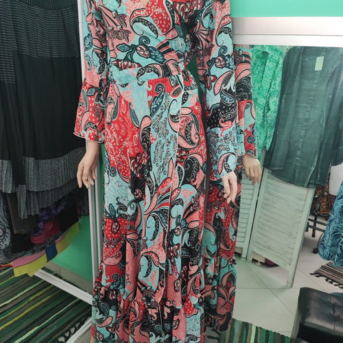 Rima Beachwear long colorful wrap dress, art silk