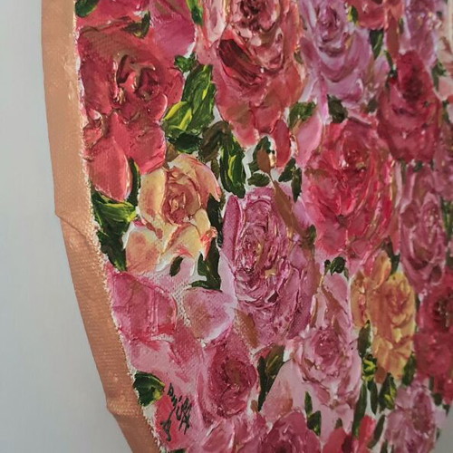 Painting with roses new, sculptural technique 50×30