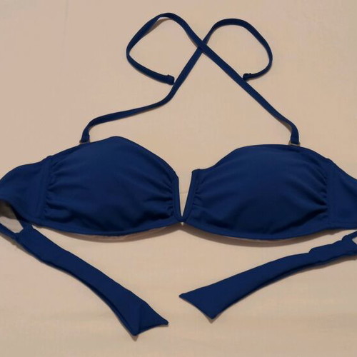 Zebras & Libras women's strapless bikini top like new, blue, size L