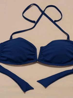 Zebras & Libras women's strapless bikini top like new, blue, size L