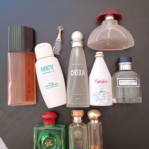 Perfume collection used, 10 bottles with colognes