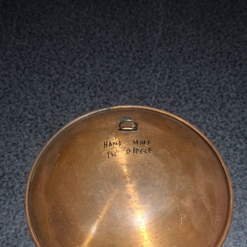 Vintage copper decorative wall plates set of 2, hand made in Greece