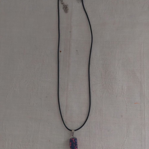 Necklace made of PU leather like new, black and pink, 45 cm + 5 cm extension