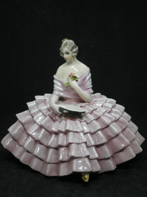 Antique Guido Cacciapuoti porcelain figure used, pink