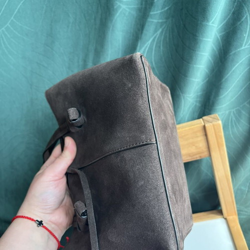 Massimo Dutti handbag used, natural suede, chocolate brown
