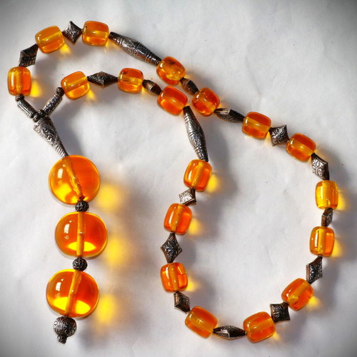 Artificial Amber Necklace with Sterling Silver 925 New