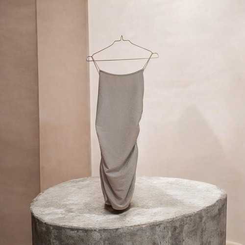 Shein silver glitter mini dress with draped design and thin straps