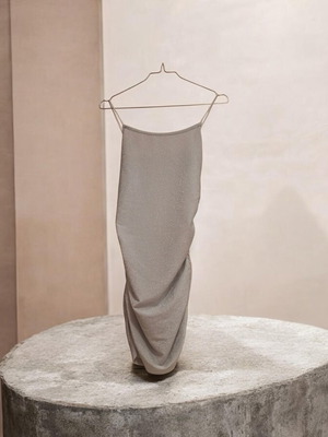 Shein silver glitter mini dress with draped design and thin straps