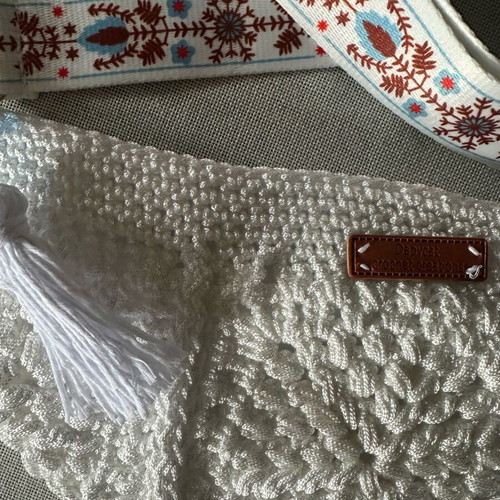 Handmade knitted crossbody bag white made to order
