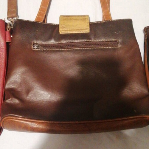 Benetton women's bags, three leather and one felt shirt bag