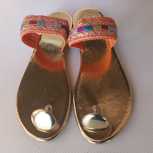 Sandals size 41 new, bohemian style, multicolor and gold