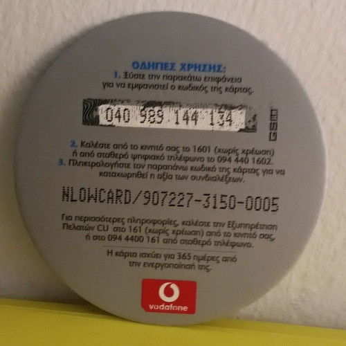 Vodafone Cu collectible round time renewal card used