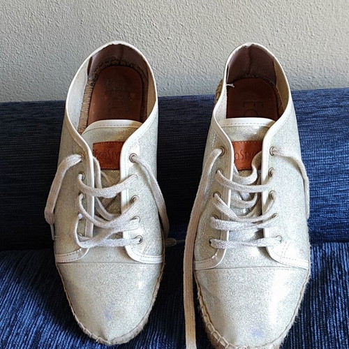 Ecostyle women's sneakers espadrilles silver glitter size 39 like new