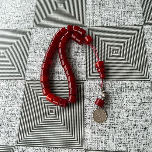 Mastic-Miski Kompoloi used with authentic red beads and old rod
