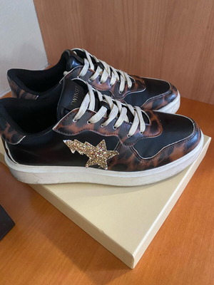 Twinset sneakers size 40 like new, black with leopard details