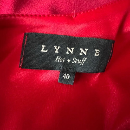 Lynne red dress like new, one shoulder with gold details