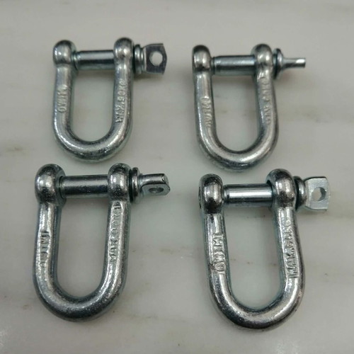 Galvanized nautical D-type shackles set of 4, new