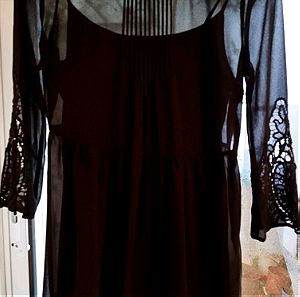 Μαύρο φόρεμα με κεντήματα, S, H&M