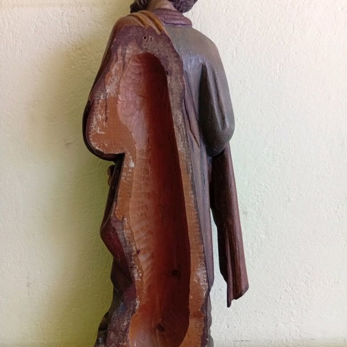 Wood sculpture used, hand-painted, 65 cm with gilding