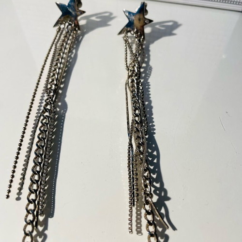 Long earrings with clips new, silver