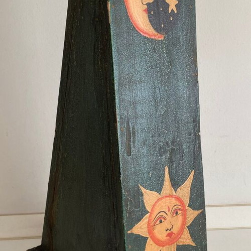 Wooden Pyramid Chest of Drawers used with Hand-Painted Sun Moon Stars
