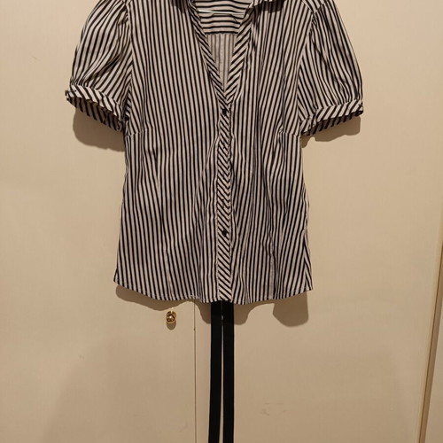Zara Basic striped women's shirt M with belt like new black and white
