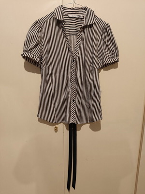 Zara Basic striped women's shirt M with belt like new black and white