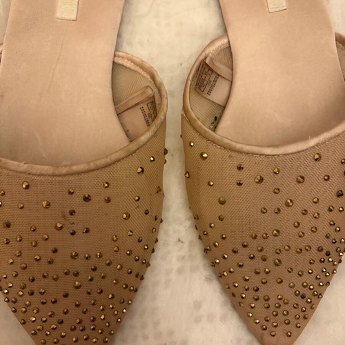 Zara mesh satin nude mules like new