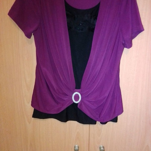 Double blouse used purple with black short sleeve