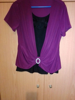 Double blouse used purple with black short sleeve