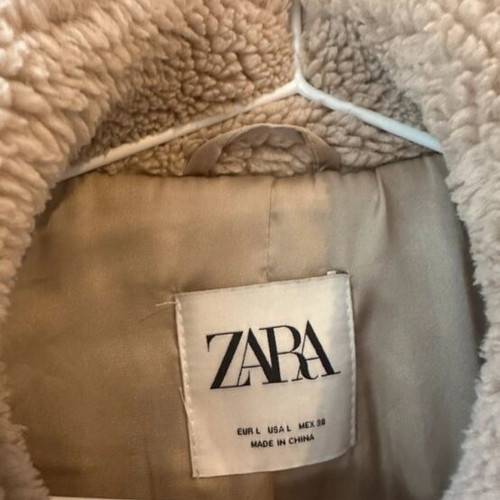 Zara women's shearling jacket used, beige, size L