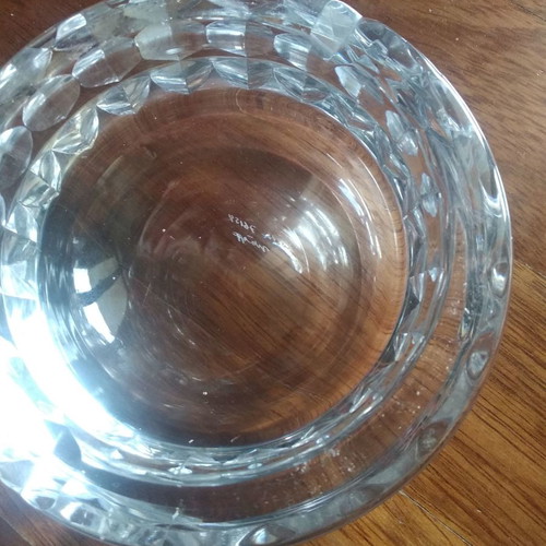 Two Kosta Boda crystal ashtrays new with stamp and numbering