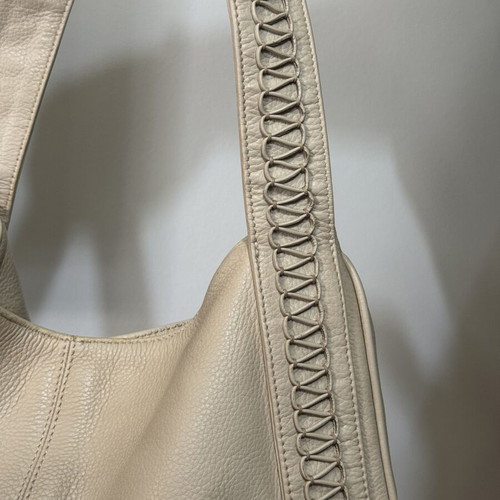 Callista Crafts Leather Hobo Shoulder Bag cream beige used
