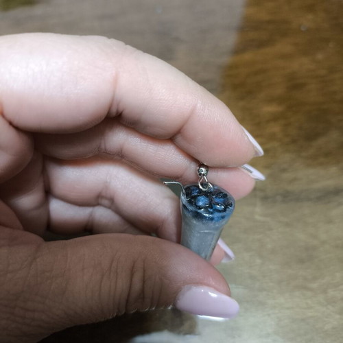 Galaxy cocktail earrings new, blue and silver resin