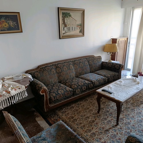 Living room set made of solid wood with velvet fabric like new