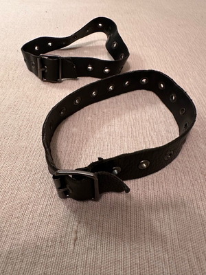 Leather shoe straps used, decorative with chains