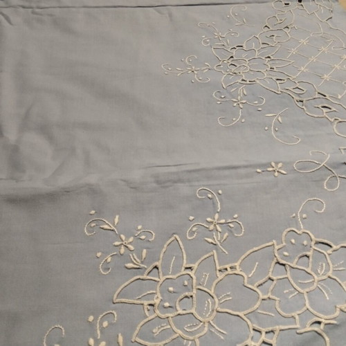 Handmade bed sheet with two pillowcases, blue, oxford seams, 2.30x2.50