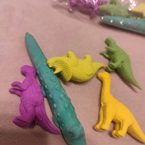 Miniature dinosaur erasers new, pack of 10 pieces