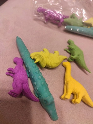 Miniature dinosaur erasers new, pack of 10 pieces