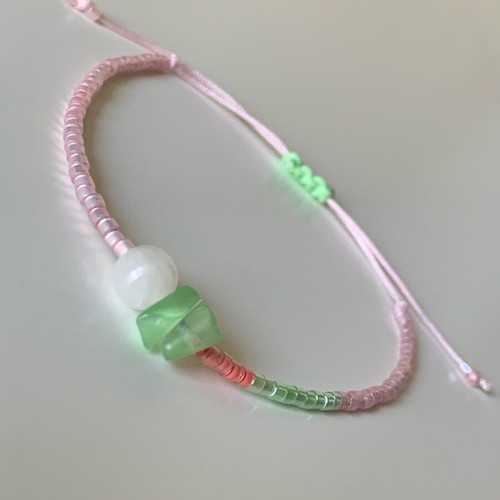 Handmade adjustable bracelet with Nephrite and Cat Eye stones new