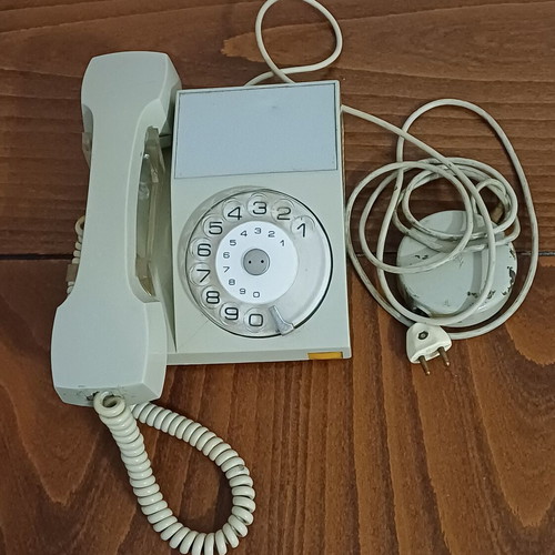 Retro analog home phone used, white, wired